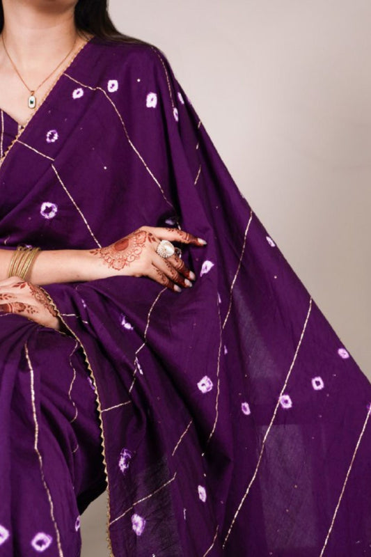 Viscose Chanderi Sequins Zari Line With Gota Patti Work Saree