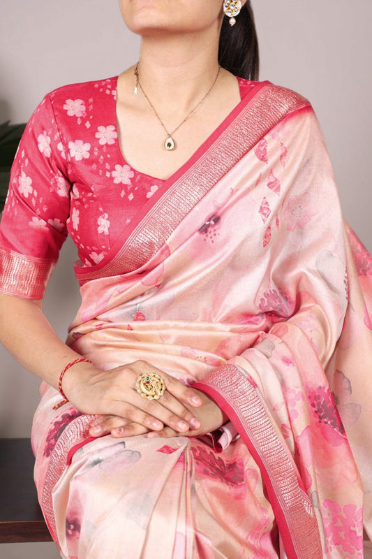 Tussar Silk Floral Printed Saree
