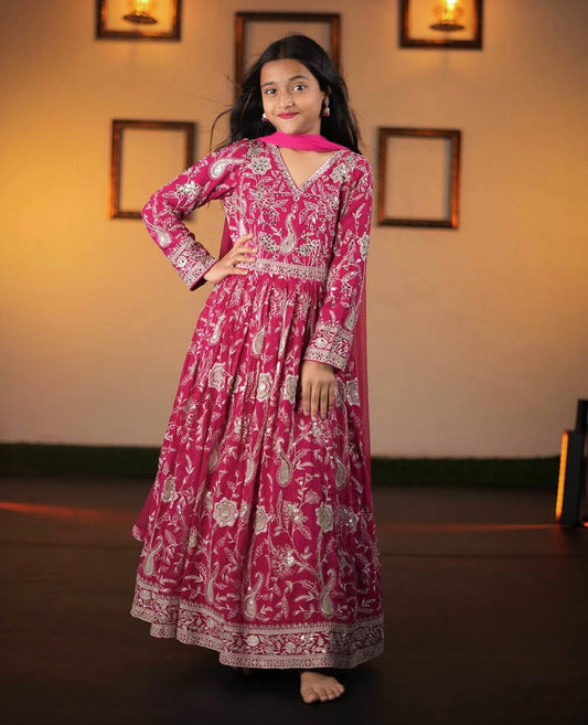 Majestic Heavy Festive Wear Pink Dress