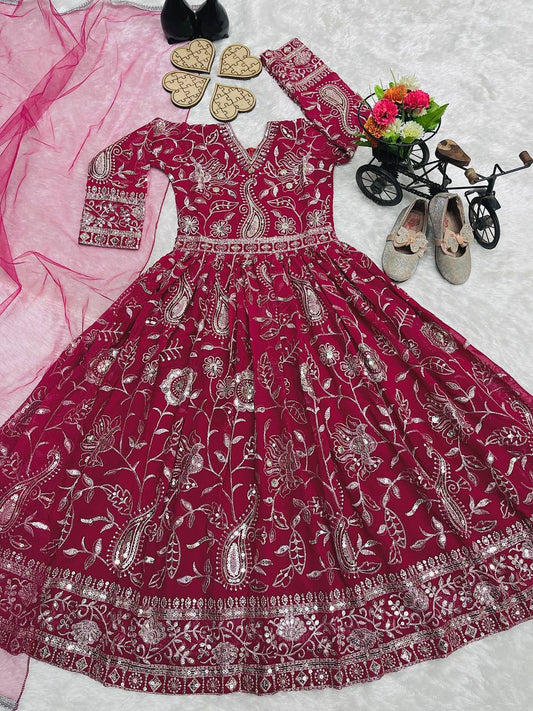 Majestic Heavy Festive Wear Pink Dress