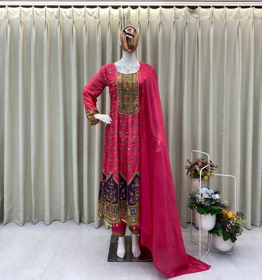 Premium Pink Festive Wear Suit with Rich Detailing
