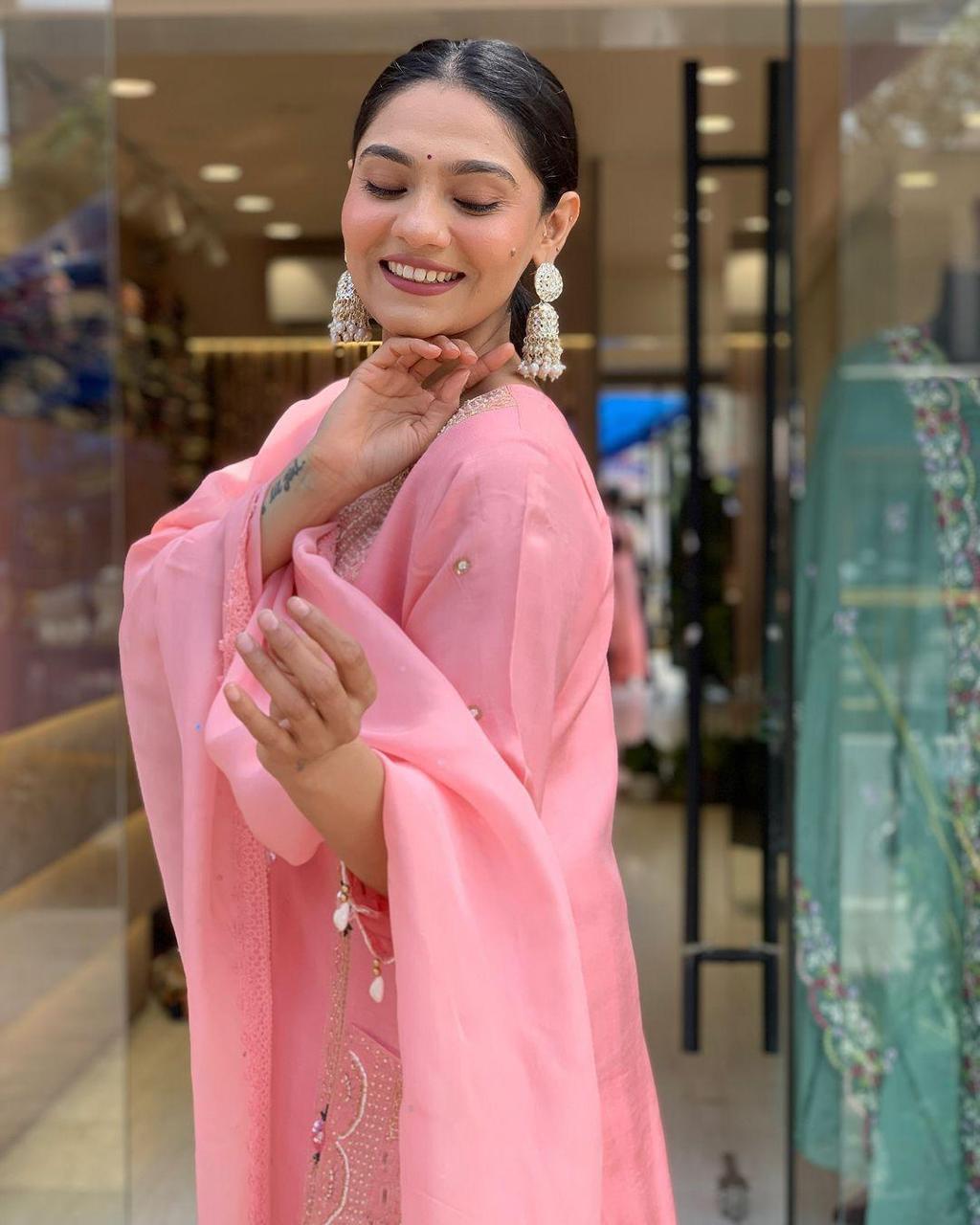 Pulsating Pink Sequence Embroidery with Kodi Work Suit Set