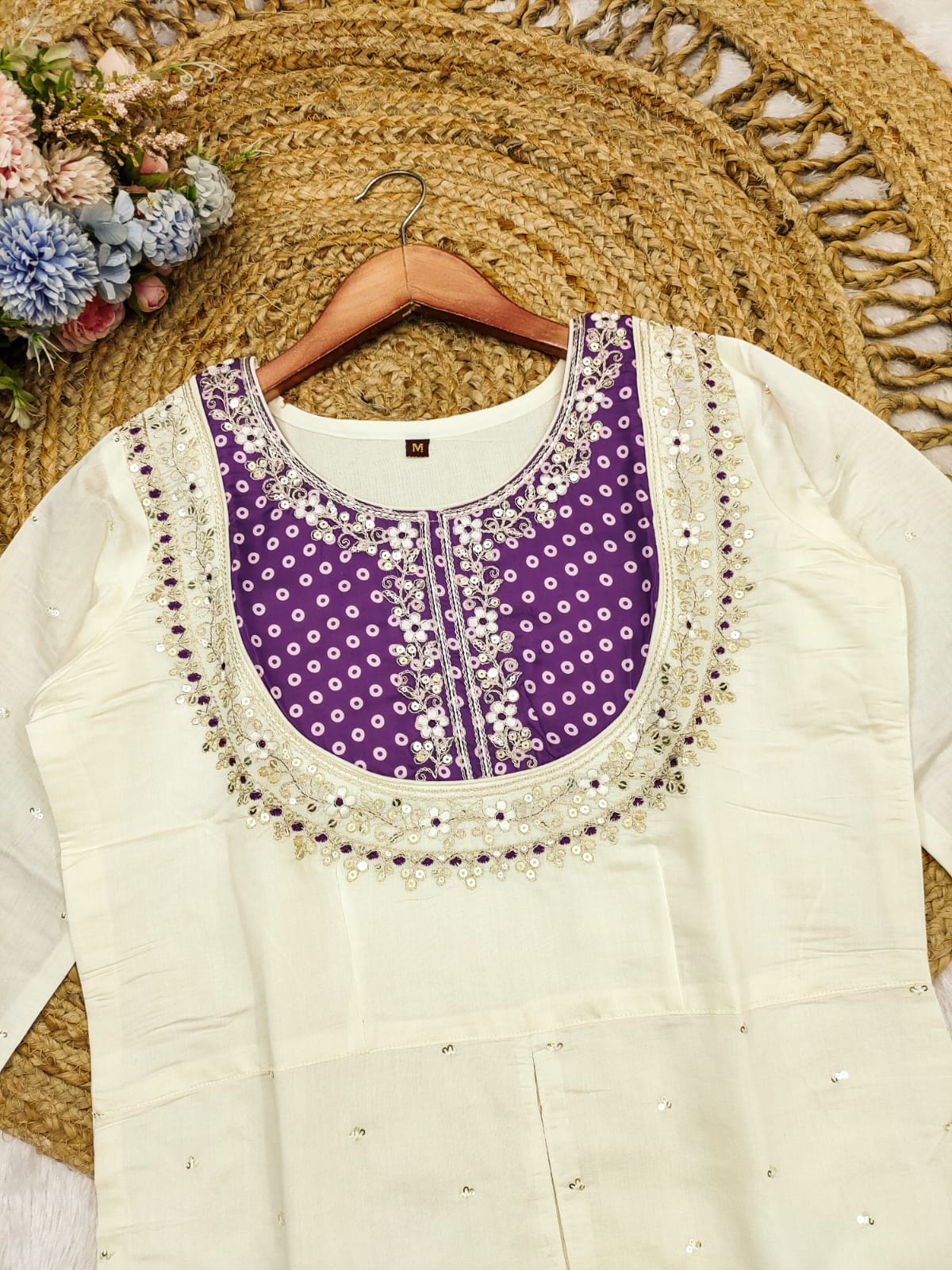 Lassitude Purple Gold Crush Embroidery Coding Sequence Work Salwar Suit