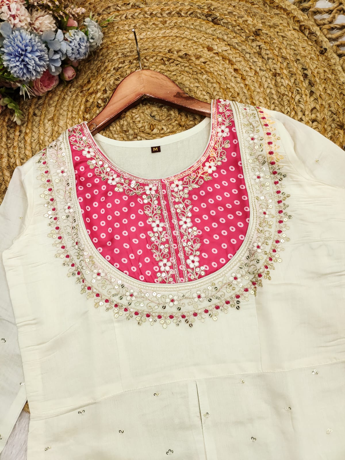 Sizzling Pink Gold Crush Embroidery Coding Sequence Work Salwar Suit