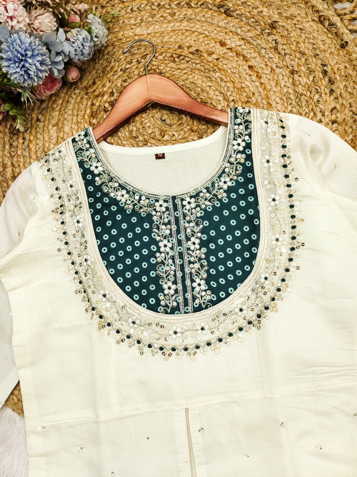 Elegant Green Gold Crush Embroidery Coding Sequence Work Salwar Suit