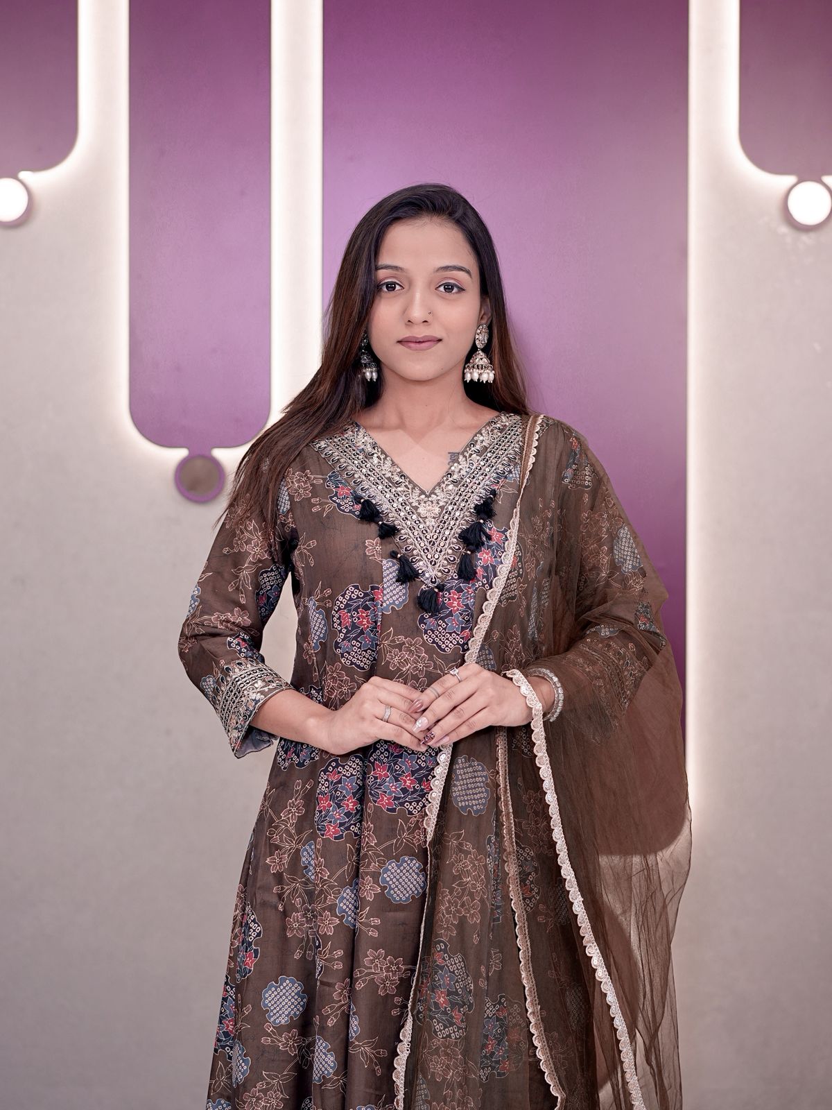 Mahendi Sartin Digital Print With Gota Patti Work Dupatta Suit Set