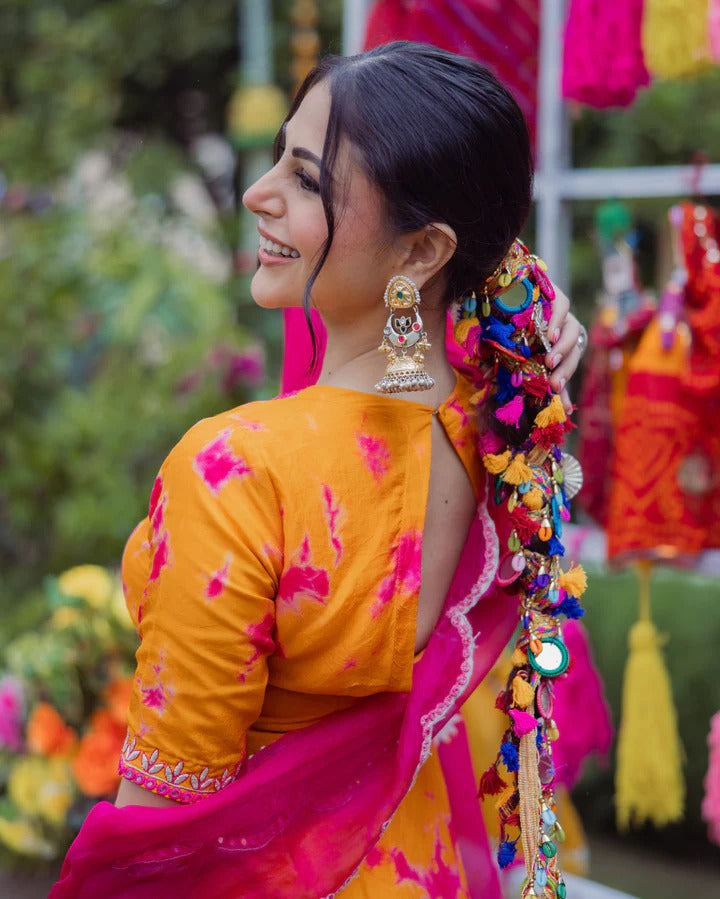 Orange Crepe Digital Printed With Embroidery Sharara Suit Set