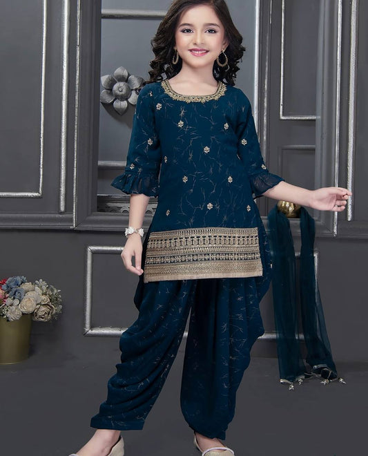 Elegance Blue Digital Print Patiala