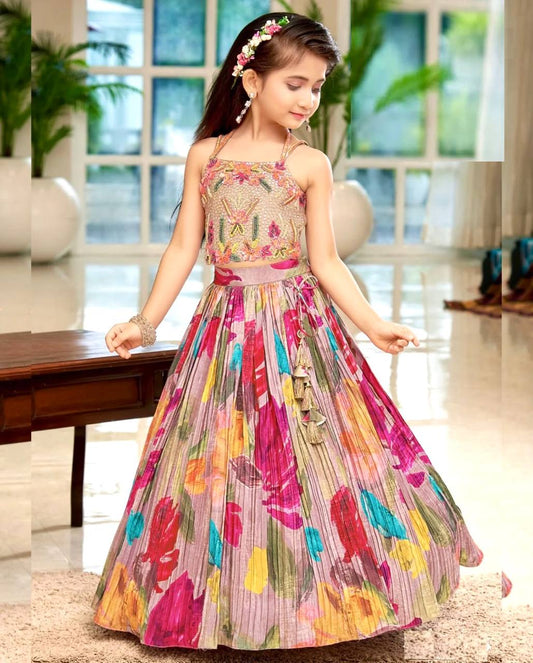 Designer Multi Printed Lehenga Choli For Kids