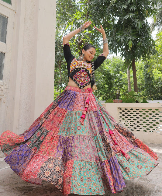 Vibrant Multi Kutchi Mirror Work Lehenga Choli for Navratri