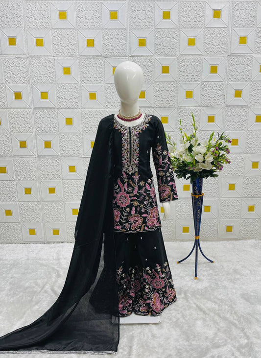Elegant Sharara Set for Girls in White and Black Variants